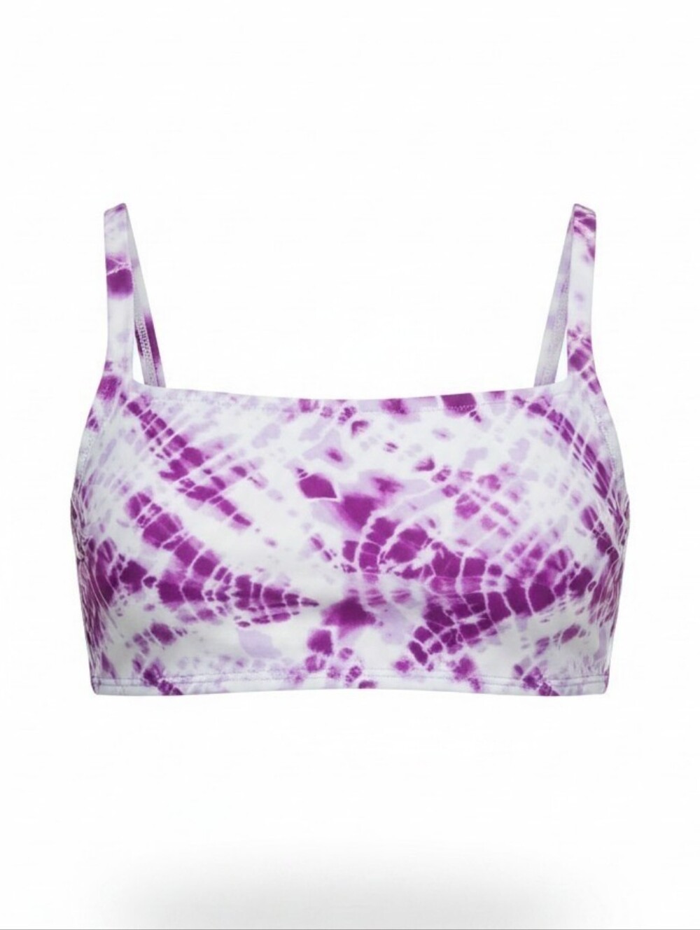 Tie-Dye Purple and White Cropped Swim Top Bralette